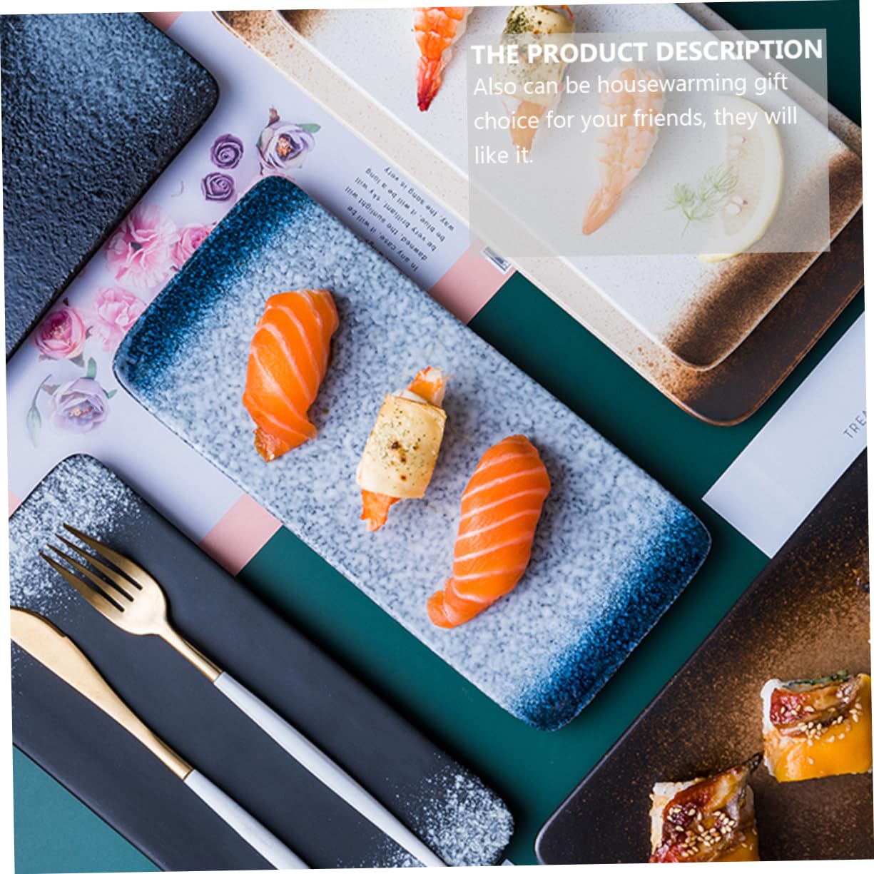 BESTonZON 1pièce Plateau à Sushi Service Pratique Pour Apéritifs Dîners Familiaux Et Restaurants Design Réutilisable Et