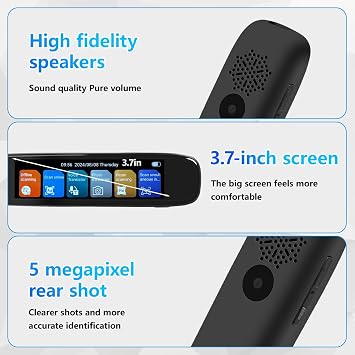 Scan Reader Pen, 142 Language Translator Device, Smart Digital Reading Pen for Dyslexia, Elderly, Kids, Students, Supports Voice, Scan, Text to Speech Reading Pen (Black)