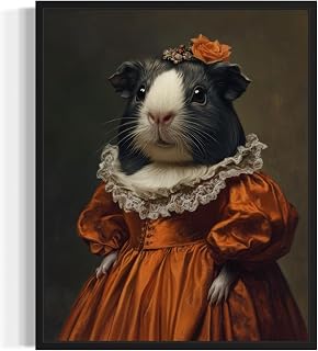 Guinea Pig Art Print Poster, Female Wildlife Animal Portrait Farmhouse Nature Wall Art Bedroom Bathroom Living Room Decor 128 (Guinea Pig, 8 x 10 inches, Unframed)