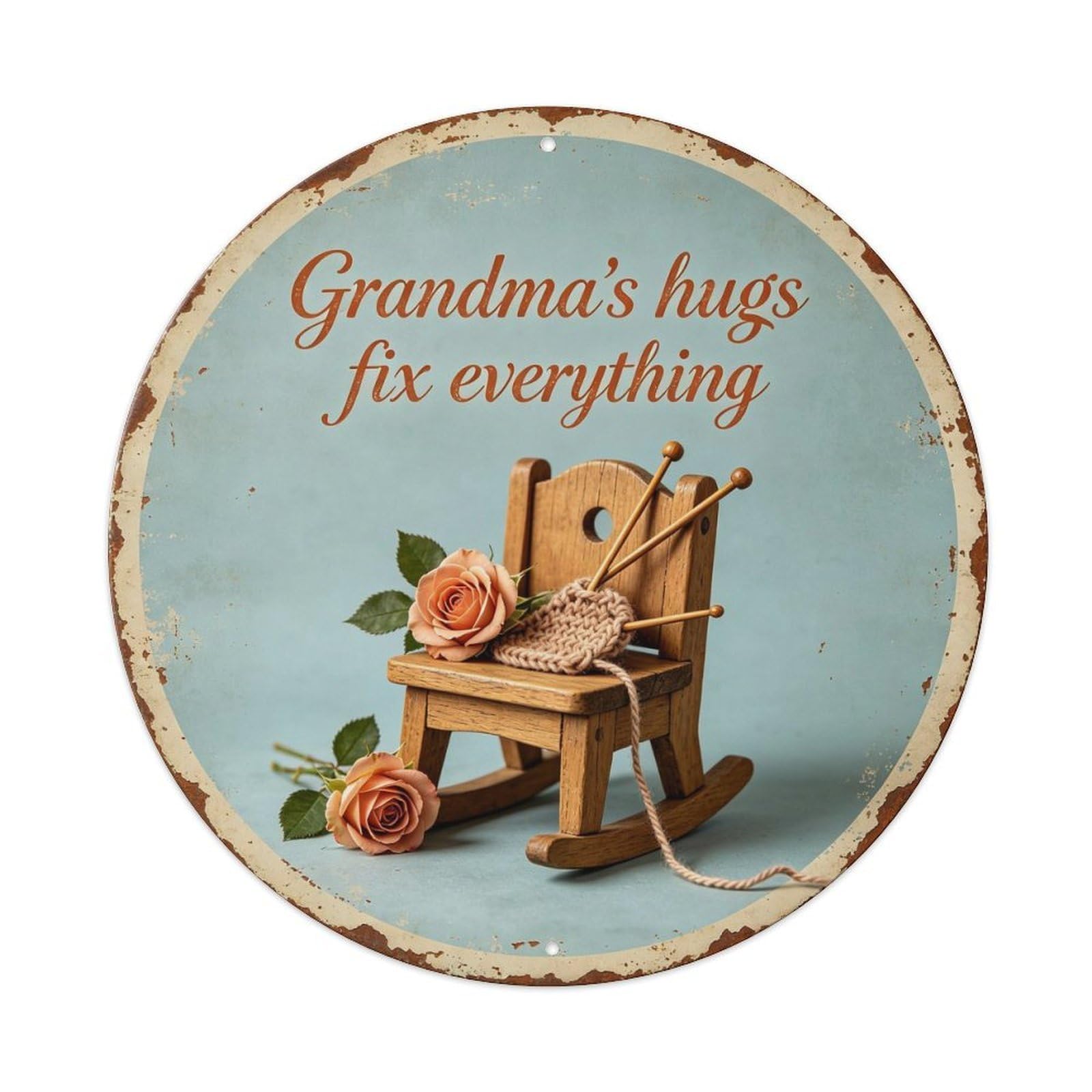 Vintage_grandma_hugs Metal Tin Sign Plaque