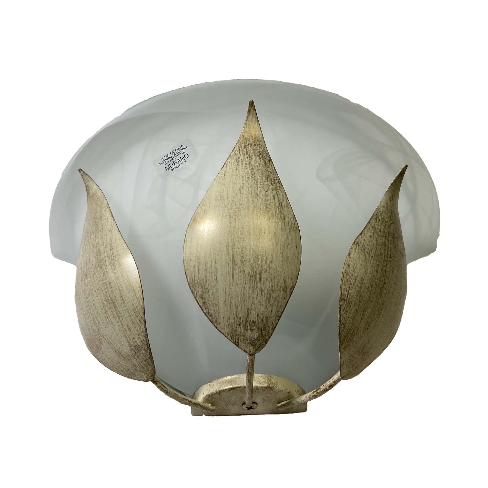 Generico Applique da parete in vetro di murano e ferro battuto avorio e oro, lampada da parete classica shabby chic 1 luce bon-209
