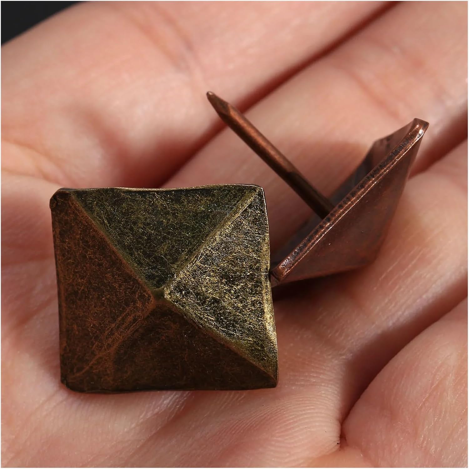 50Pcs Upholstery Tacks Bronze Antique Square Upholstery Nail Studs Leather Furniture Tools Home Decoration(Red bronze)