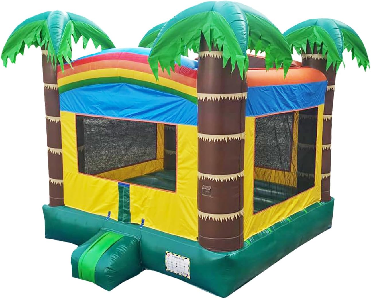 JumpOrange 14’x14’ Commercial Safari Inflatable Bounce House – 13ft Tall Heavy Duty 15oz PVC Bouncer with Blower & Basketball Hoop- Indoor& Outdoor Rental Grade Jump House for Kids and Adults