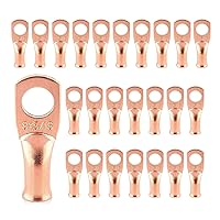 Vista 44 de 1/0 AWG 1/4" Stud (25 piezas), Terminal de Anillo de Batería de Servicio Pesado, Conectores de Calibre 0, Lengüetas de Alambre de Cobre de 1/0