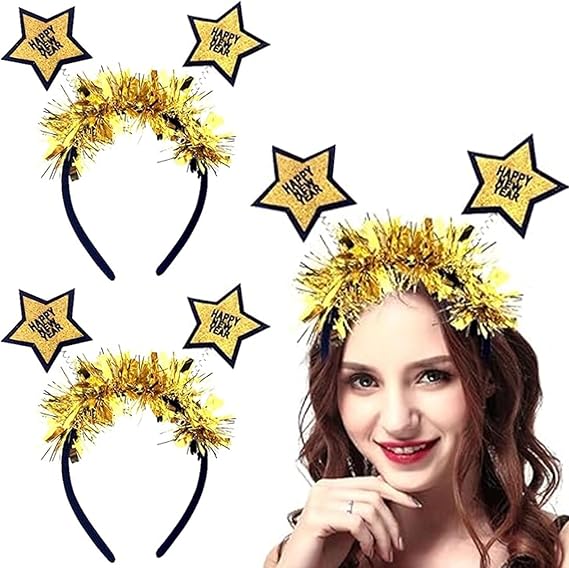 Bandeaux Happy New Year 2025 – Diadème Avec étoiles Et Inscription « Happy New Year », En Alliage Brillant – Accessoire De Fête Pour Le Réveillon - 12