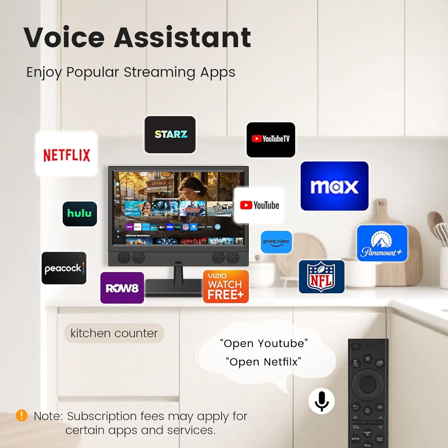 15.6 Inch Small Smart TV, FHD 1080P Compact Smart TV with Built-in Apps, ATSC Digital Tuner, HDMI/USB/AV Inputs, 110–220V AC Power TV for Kitchen, Bedroom, RV, Camper, Truck