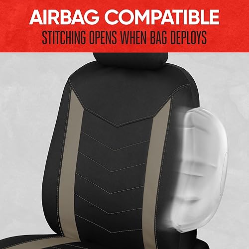 Miniatura 7 de Motor Trend SpillGuard 2 Fundas de Asiento Beige para Automóviles y Fundas de Asiento para Camiones - Forro de Neopreno Fundas de Asiento