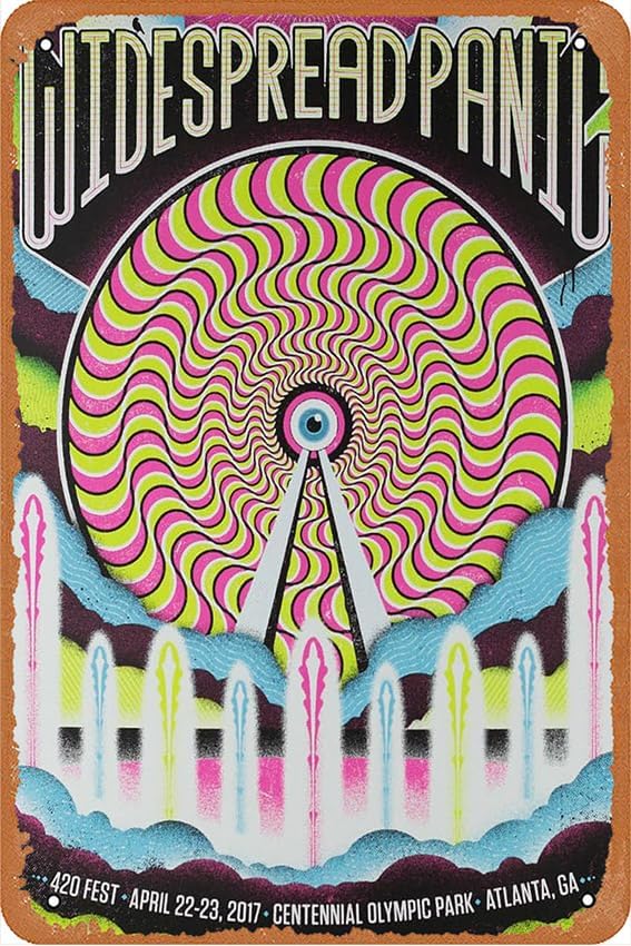 Widespread Panic - 2017 The Half and Half poster Atlanta 420 Fest poster Tin Metal Novelty Sign Tin Metal Retro Wall Decor for Home,Street,Gate,Bars,Restaurants,Cafes,Store Pubs Sign Gift 12 X 8 INCH
