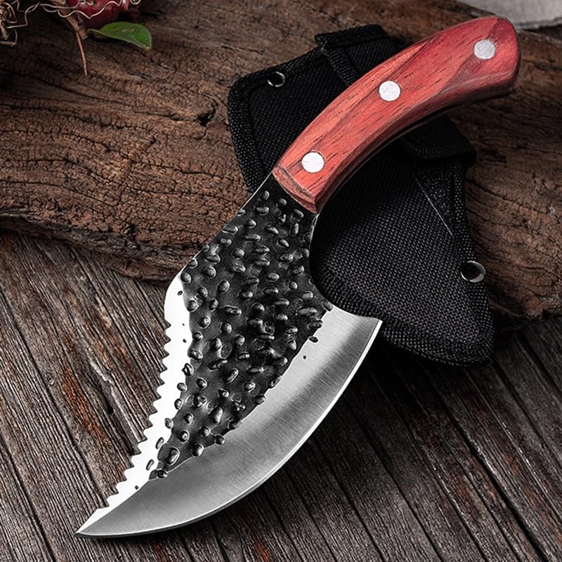 DAXXIN Meat Cleaver,Cleaver Knife, 5 inch Boning Kitchen Knife Handmade Forged Chef Knife Vegetable Cutter Meat Cleaver Killing Fish Slaughtering Knife & Covers