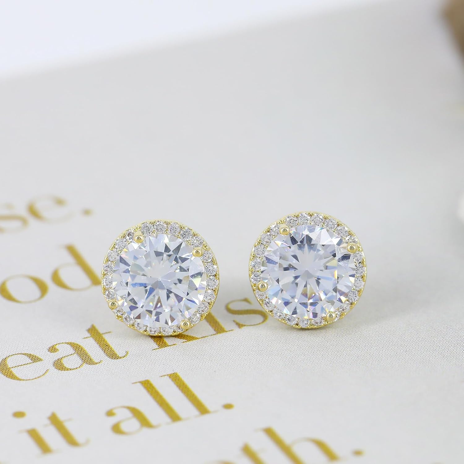 CZ Halo Stud Earring Simulated Diamond Cubic Zirconia Hypoallergenic 925 Silver Post for Women Men - Image 7