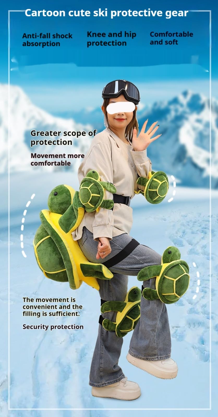 Generisch Kit de protection pour snowboard - Équipement de protection - Tortue - Ski - Tortue - Dos - Tortue - Ski - Genouillères - Équipement de protection - Tortue - Snowboard - Ski