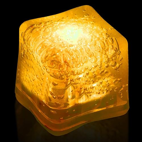 Miniatura 3 de Windy City Novelties Paquete de 12 cubos de hielo LED amarillos con luces cambiantes  para fiesta de Año Nuevo, cumpleaños, fiestas de Navidad,