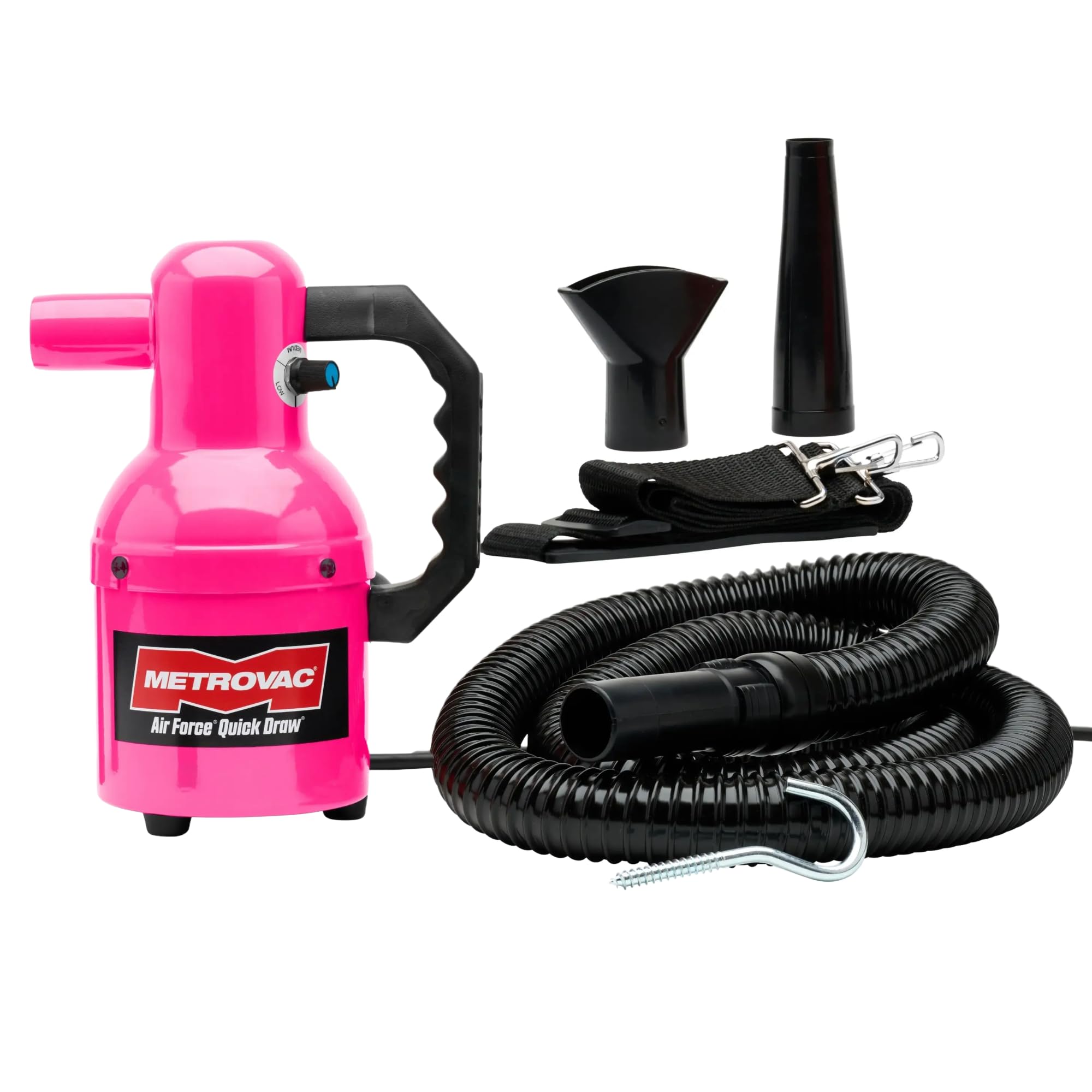 METROVAC Quick Draw Kompakter Haustiertrockner – Vakuum für Hundepflege, Hot Pink & Variable Geschwindigkeit