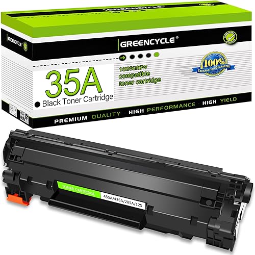 greencycle Paquete de 1 cartucho de tóner negro compatible con CB435A 35A para impresora HP Laserjet P1005 P1006 P1007 P1008 P1009