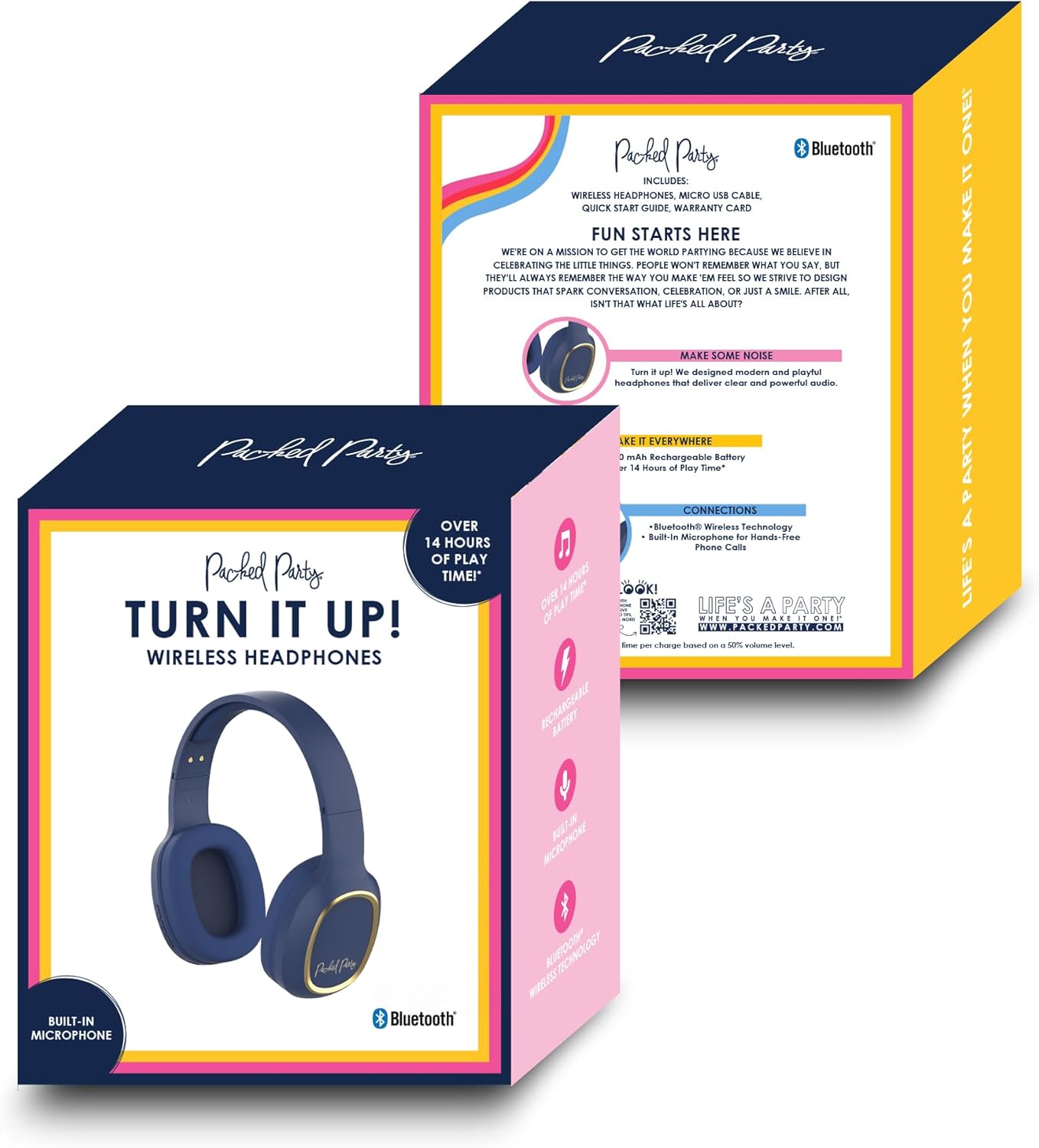 Packed Party Navy Baby Bluetooth Wireless Headphones by DP Audio