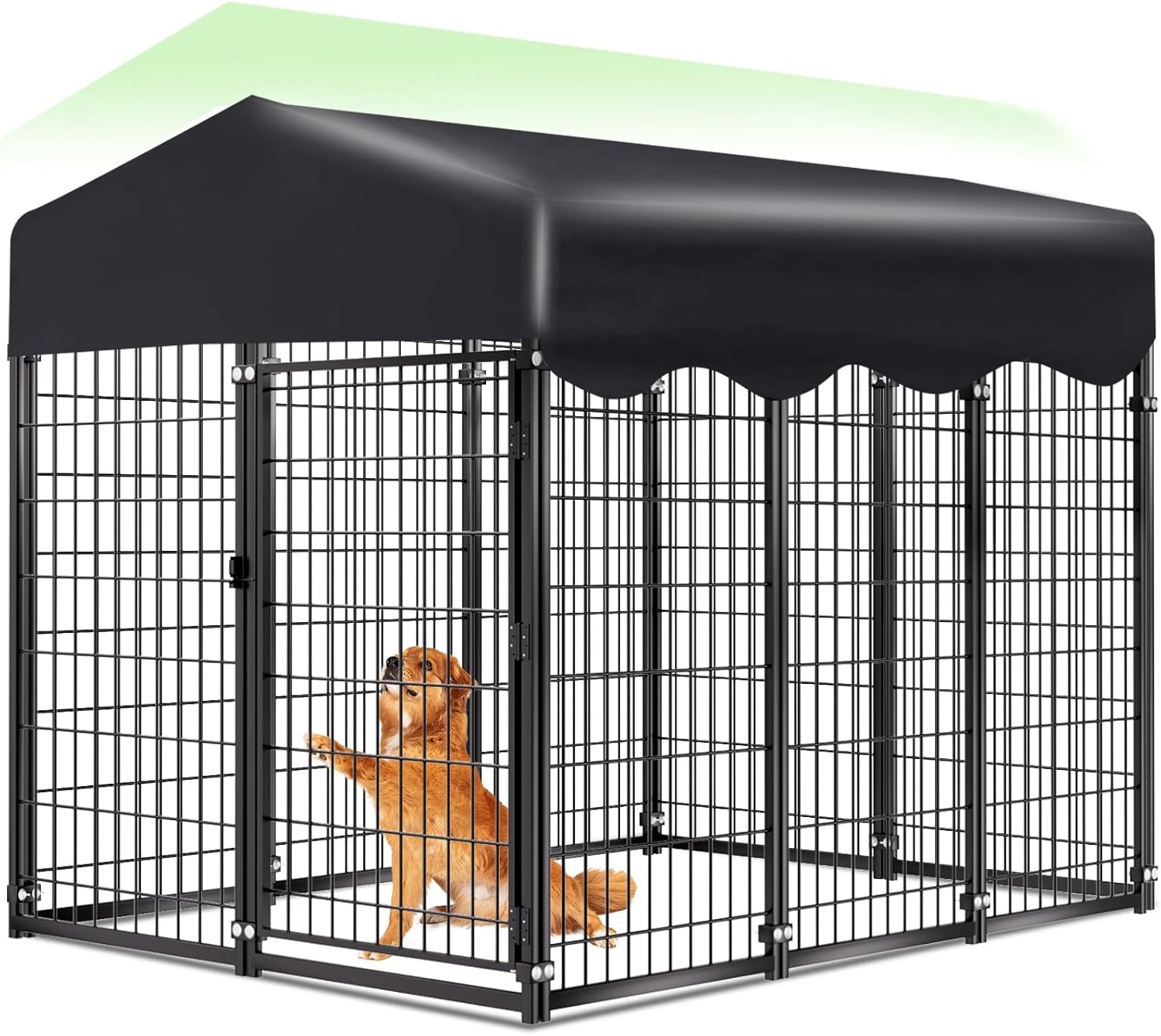 Dog Kennel Outdoor, Dog Kennel Outside with Roof for Dogs 4.2x4x4.5Ft Dog Cage for Outside Pet Dog Run Enclosures UV-Resistant Waterproof Cover and Lock