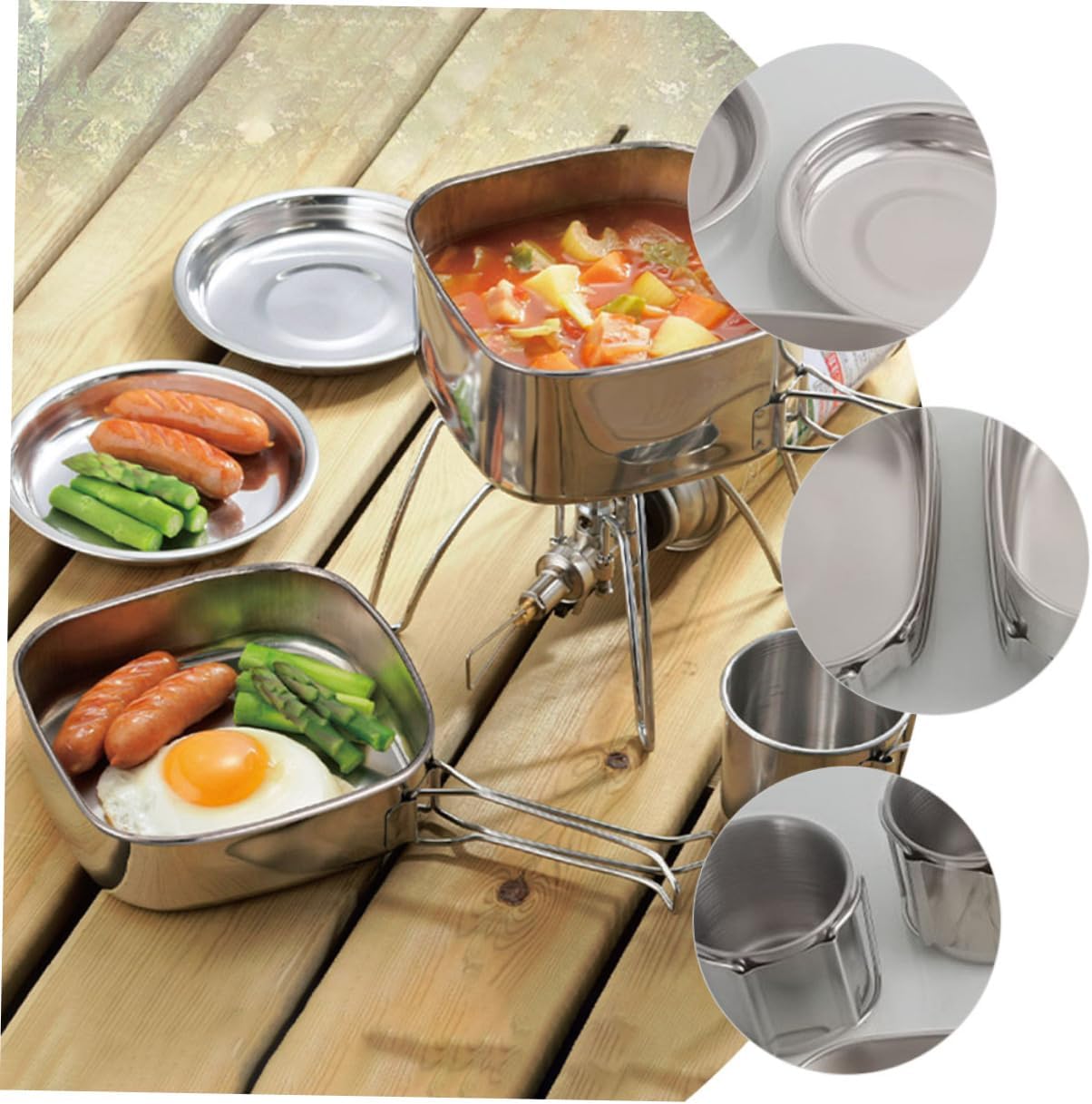 YARNOW Portable Cook Combinations Oven Cookware Camping Pots Kitchen Electric Kettle Tin Outdoor Pots and Pans