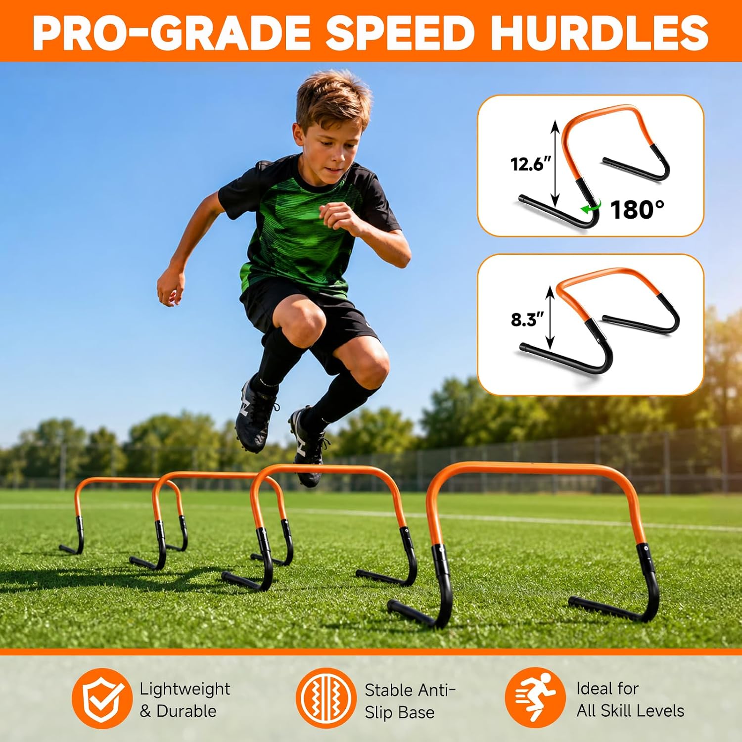 Agility Ladder, Soccer Football Training Equipment Agility & Speed Training | 20ft Ladder,4 Adjustable Hurdles, Parachute, Cones & Jump Rope, Basketball Football Accessories football gear