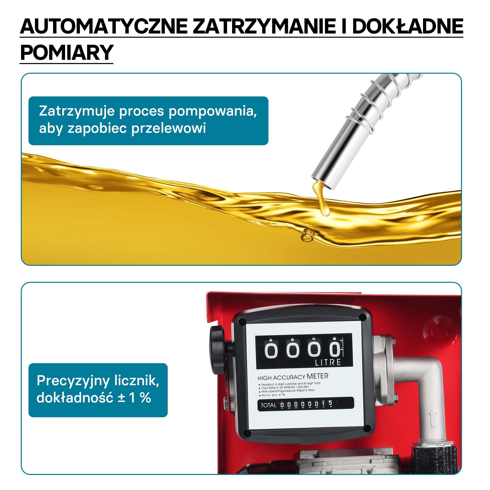 Wiltec Pompa do oleju napędowego i opałowego 750 W 80 l/min, samozasysająca z wbudowanym licznikiem, wężami i pistoletem