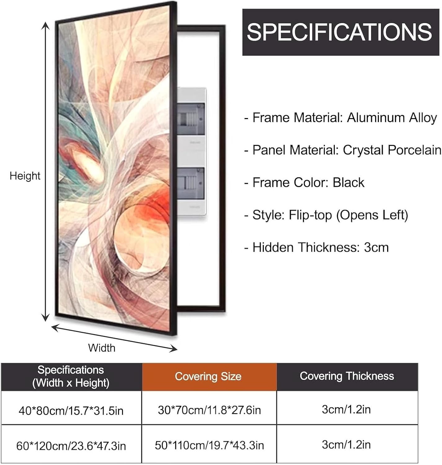 Breaker Box Decorative Cover Electric Meter Box Decorative Painting, Fuse Box Cover Cabinet, Decorative Wall Mounted Electrical Panel Covers, Various Styles(Color 4,60x120cm/23.6x47.3'')