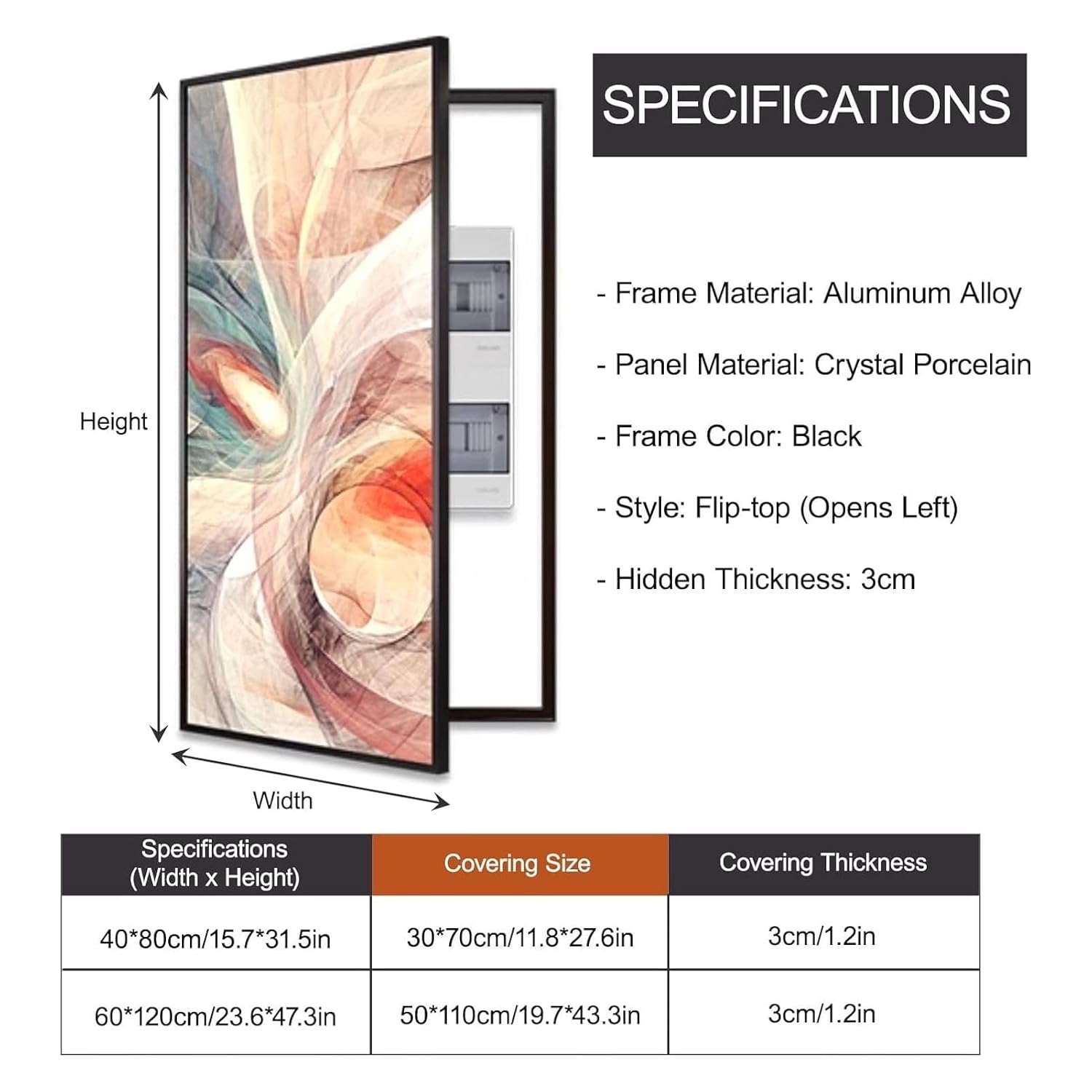 Wall Mounted Breaker Box Decorative Cover, Electric Meter Box Decorative Painting, Indoor Fuse Boxes Cover Cabinet Panel Covers with Frame, for Home, Live Room Wall(Color 11,40x80cm/15.7x31.5in)