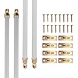 Amazing Drapery Hardware White Swivel Sash Curtain Rods with Brass Ends, Set of 4 (Hardware Included) - Adjustable Length 11-19 Inches, Easy to Install Metal Rods for Doors, Windows, and Sidelights