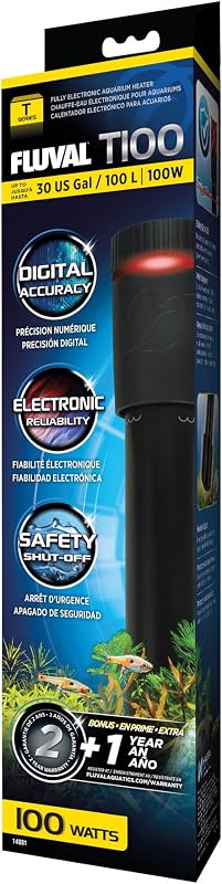 Fluval T100 Fully Electronic Heater for Freshwater Aquariums up to 30 Gal.