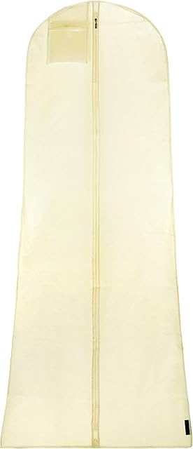 Hangerworld 72 Inch Ivory Textured Breathable Wedding Dress Bridal Ball Gown Garment Protector Cover