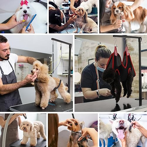 Miniatura 7 de KELIXU Brazo de aseo para perros con abrazaderas, brazo de mesa de aseo para mascotas con arnés de hamaca y dos soportes para evitar sentarse,