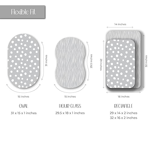 Miniatura 2 de Juego de sábanas para moisés, 2 unidades, 100% algodón de jersey, gris y blanco, rayas y puntos abstractos de Ely's & Co.