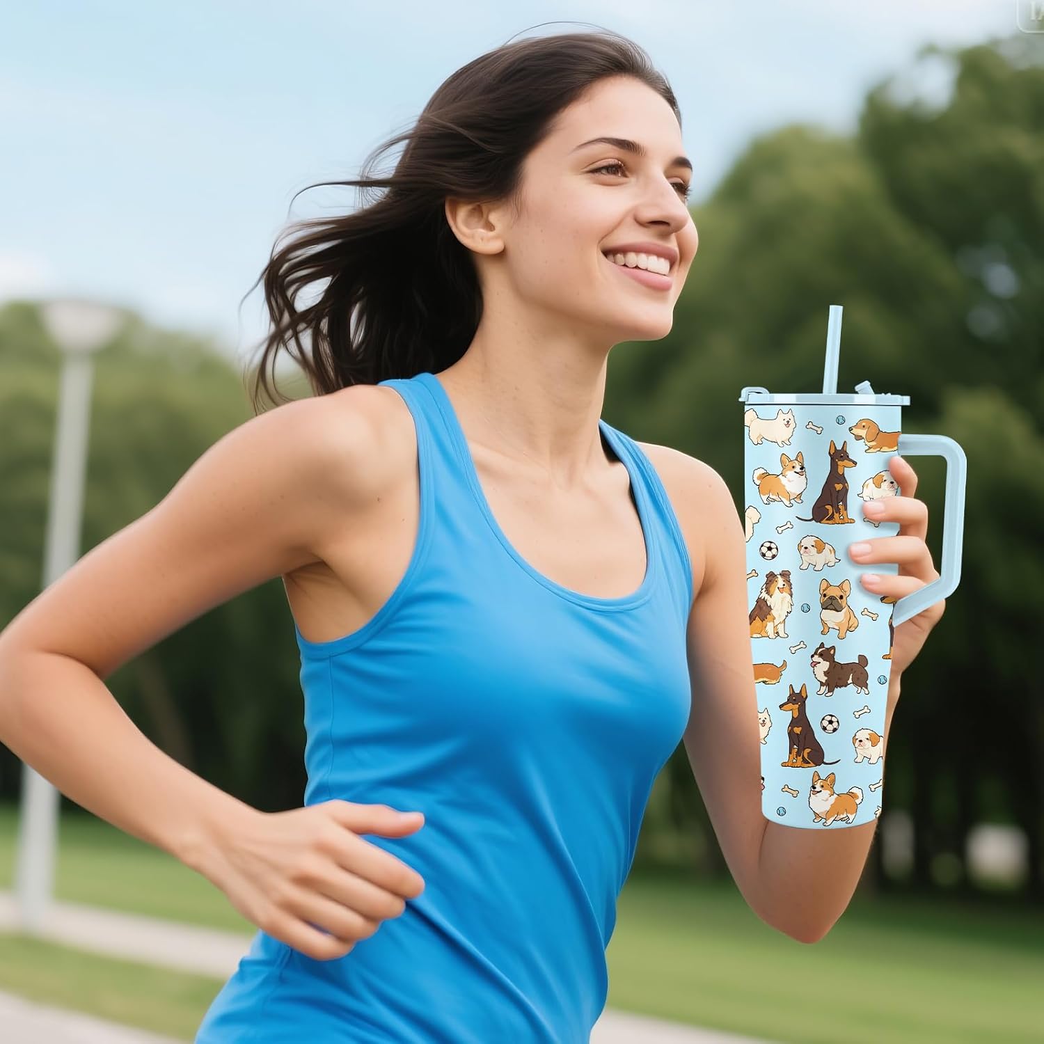 Dog Tumbler 40 oz with Handle and Straw, Leak-proof, Stainless Steel Insulated Travel Coffee Mug, Cute Dog Cup Gifts for Dog Mom Gifts for Dog Lovers Birthday Christmas (1 pc) - Image 8