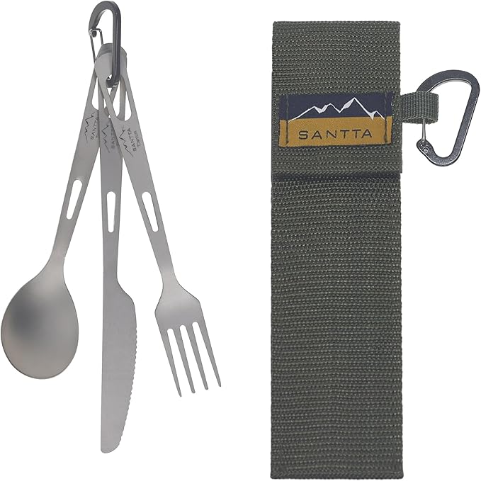 SANTTA Titanium Camping Utensils, Ultra Light Spoon Fork Knife 3