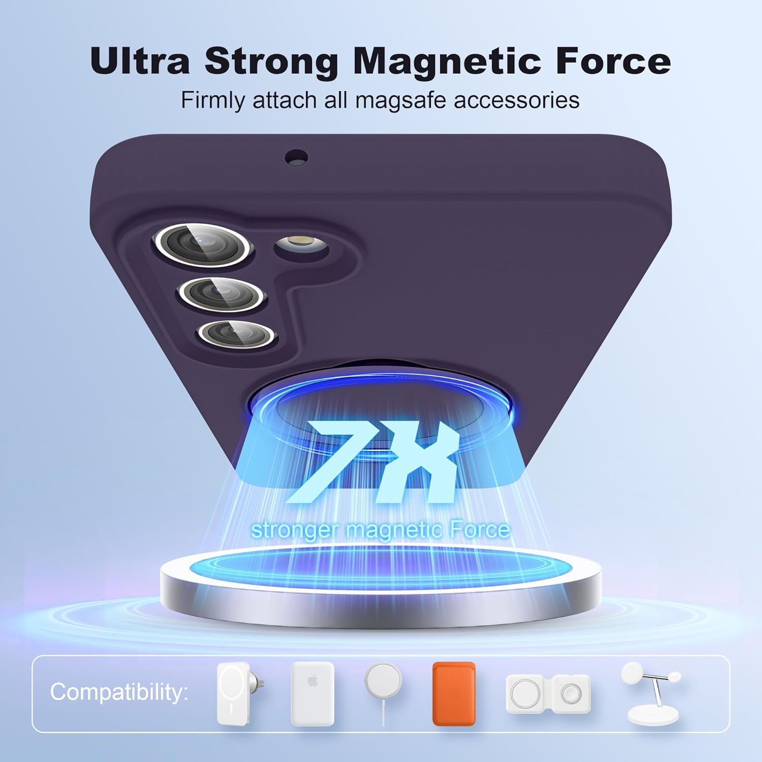 SKYLMW for Samsung Galaxy S23 Case with Magnetic Invisible Stand [Compatible with Mag-Safe] Military Drop Tested [Full Camera Protection] Silicone S23 Cases for Men Women, Purple