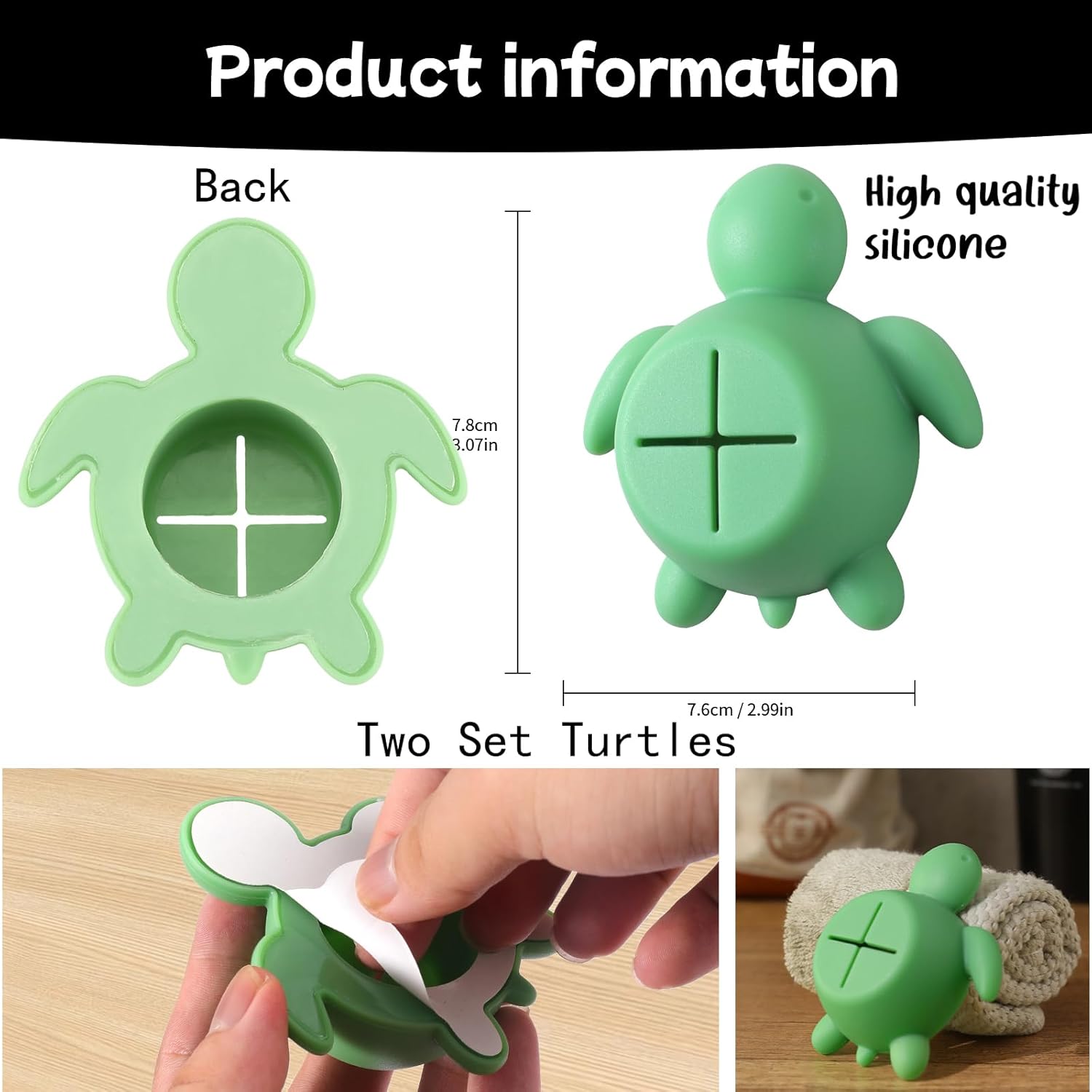 akeke 2Pcs Funny Sea Turtle Silicone Towel Hanging Hooks for Bathrooms, Shower, Kitchens, Garages, RV, Camper, Cabinet, Sink, Dishwasher, Holder for Tea or Dishwashing Towel, Washcloths, Loofah A2B