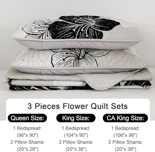 Miniatura 95 de DJY Juego de edredón de 3 piezas, tamaño Queen, con patrón floral amarillo, elegante colcha bohemia con 2 fundas de almohada, juego de ropa de cama