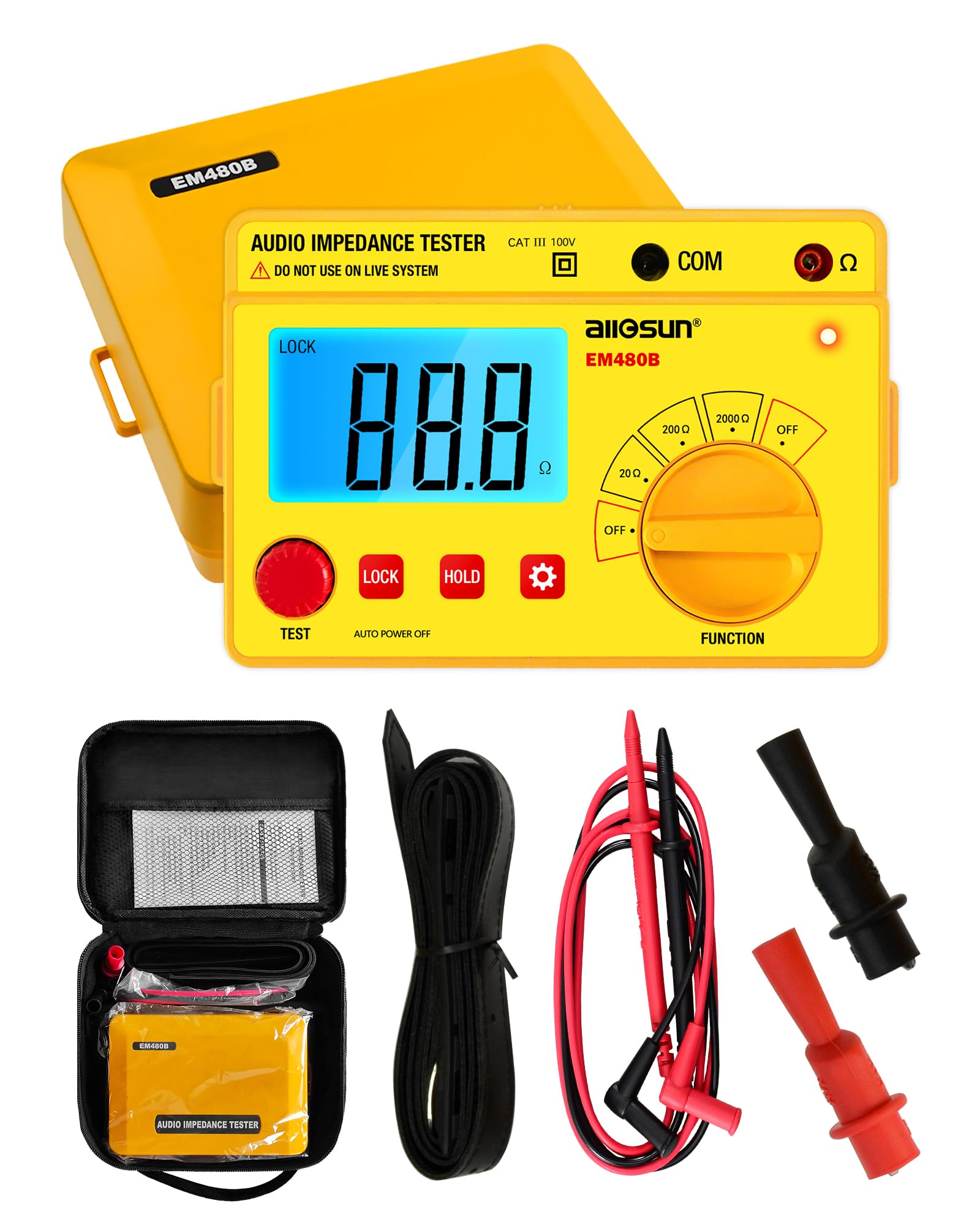 ALLOSUN - EM480B Audio Impedance Tester Digital LCD Insulation Resistance Megohmmeter Meter Tester with Bag