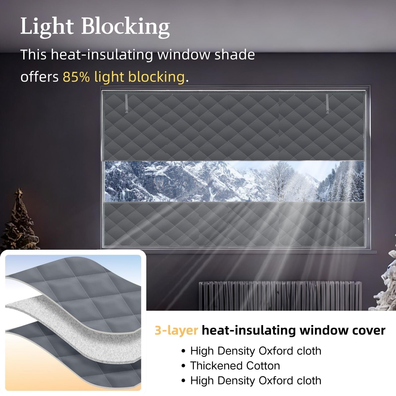 Rideau Thermique Isolant Anti Froid en d'hiver Pas de Perçage Nécessaire Rideau occultant 120X180cm Thermiques isolants Anti Froid Convient pour la Cuisine(39x98in/100x250cm)
