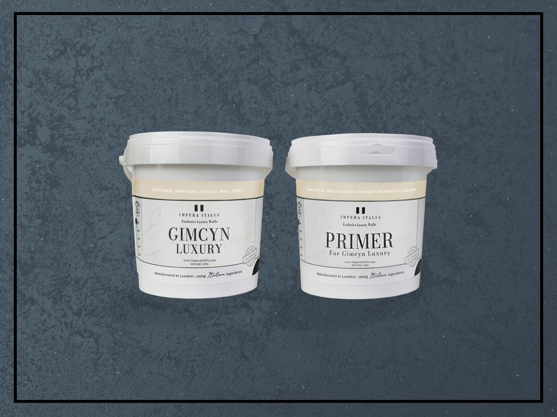 Impera Italia Gimcyn Luxury - Textured, Metallic Effect, Iridescent Wall Paint Bundle. Includes 1kg of Paint and 0.5L of Primer - Covers 5SQM - In Colour LAPIS LAZULI.