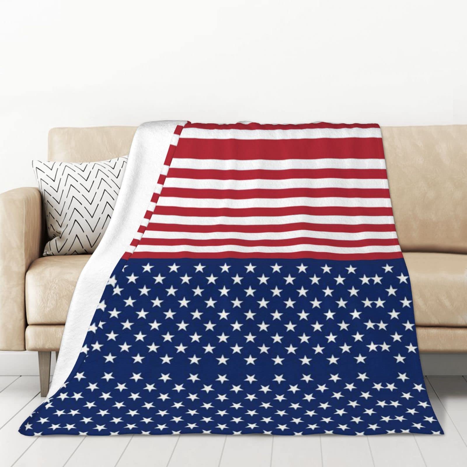Couverture flanelle drapeau américain pour lit chaud plaid doux 127x178 cm