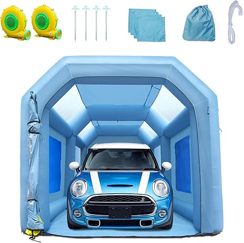 Miniatura 98 de VEVOR Cabina de pintura inflable portátil, cabina de pulverización inflable de 13 x 8 x 8 pies, tienda de campaña de pintura para automóvil