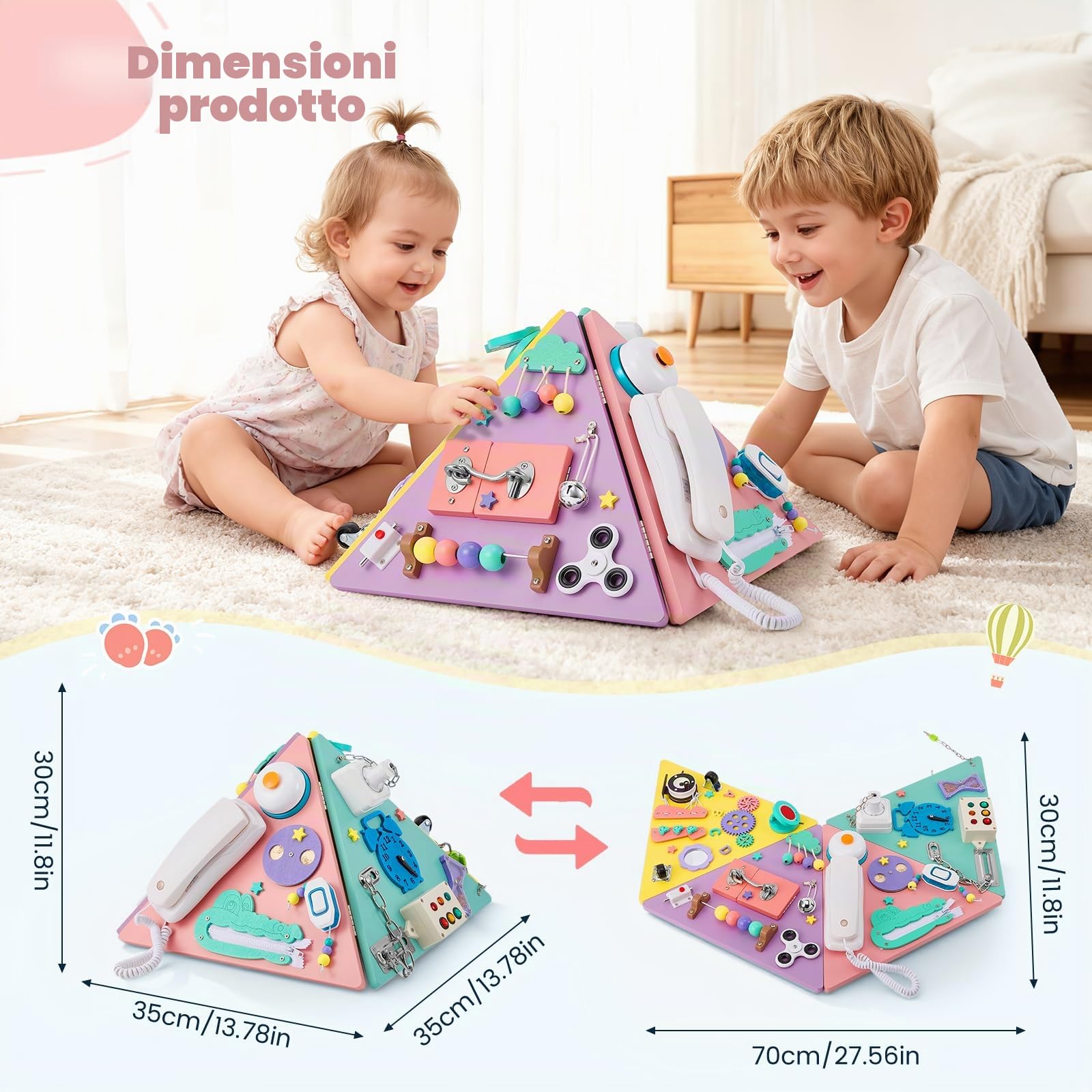 Bambini Montessori Giocattoli Occupato Consiglio per Bambini Bambini Forma Piramide Cubo Giocattolo Educativo