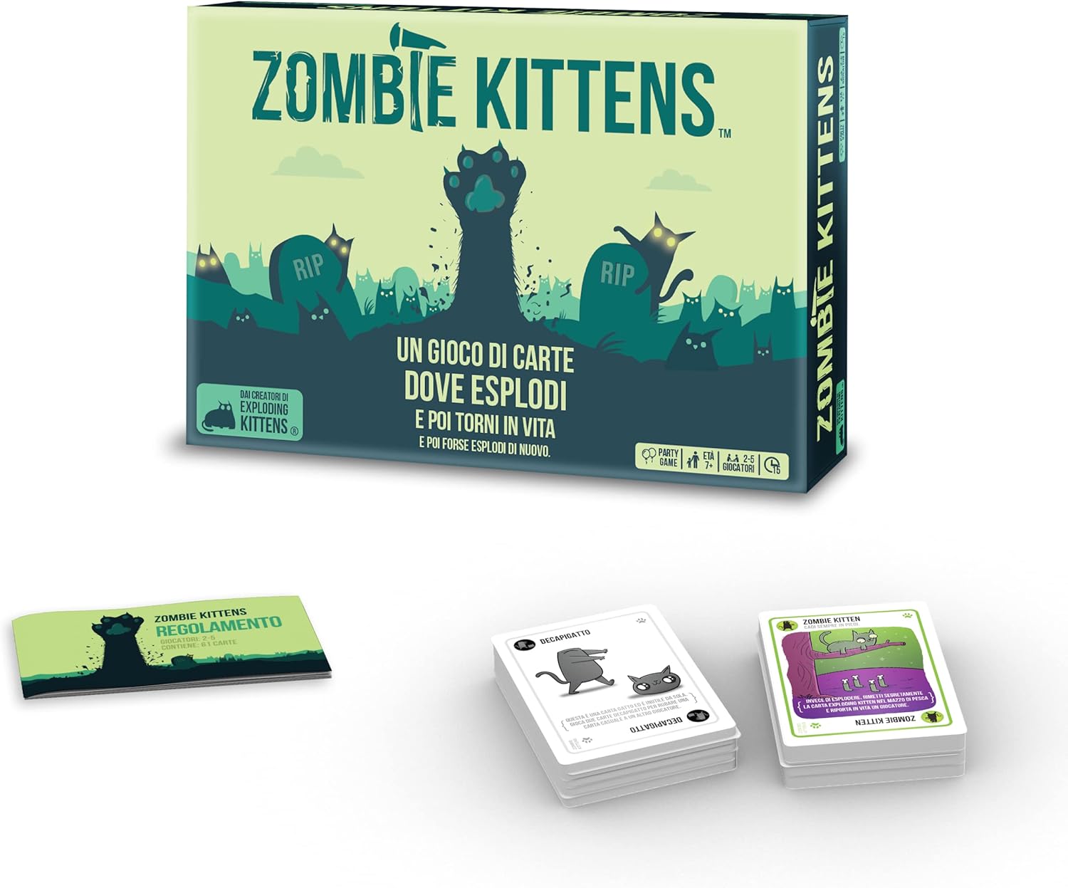 Asmodee - Zombie Kittens - Gioco di Carte, Party Game, 2-5 Giocatori, 7+ Anni, Edizione in Italiano