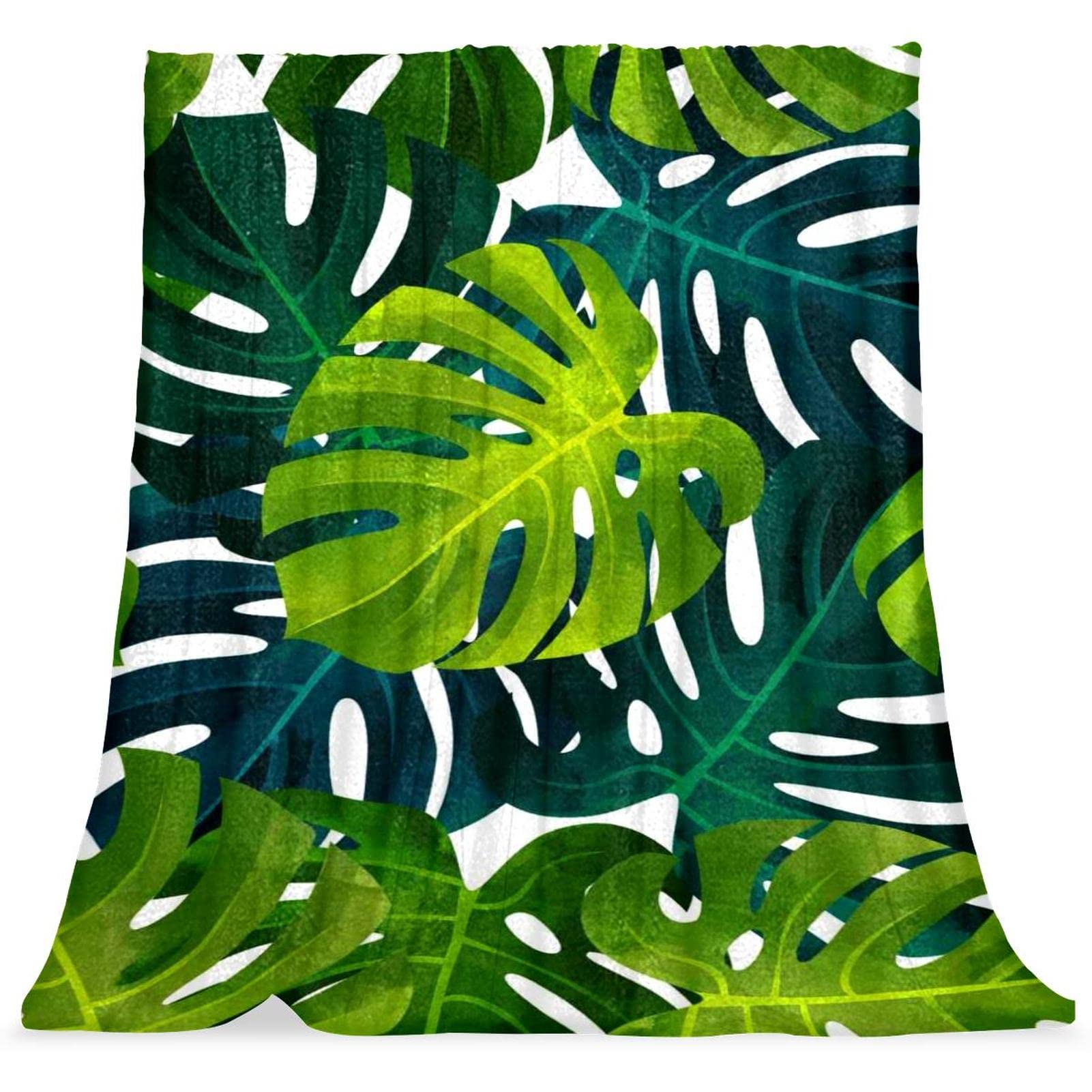 Couvre-lit feuilles tropicales vertes TBOUOBT couverture lit douce et moelleuse pour enfant