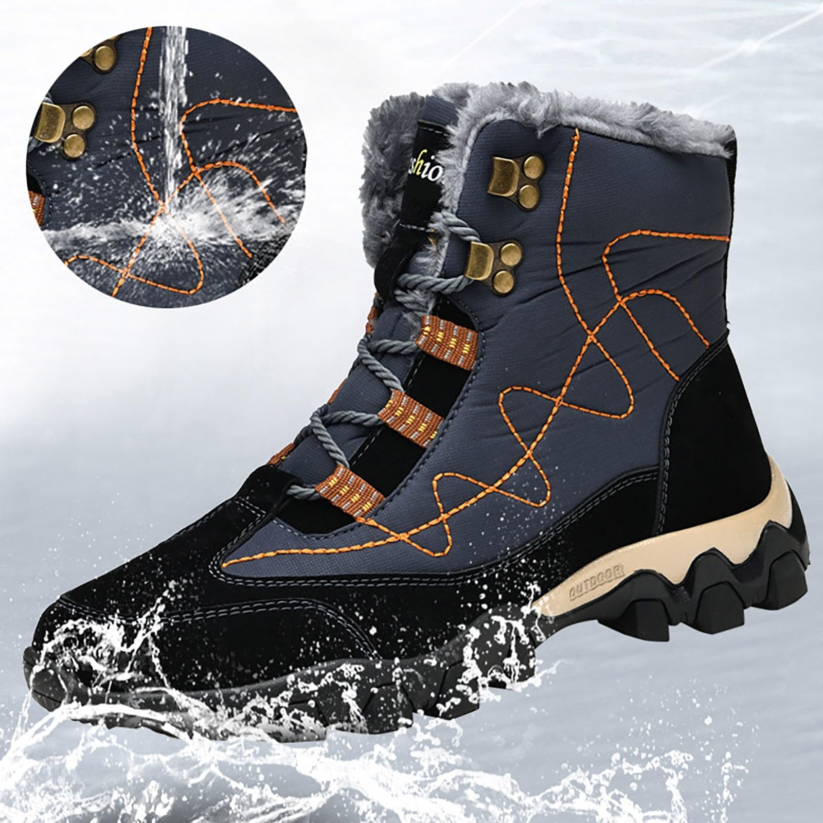Botas de nieve impermeables para hombre, botas altas de senderismo, botas