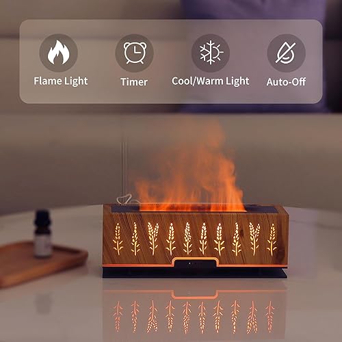 Miniatura 2 de Ankrs Flame Essential Oil Diffuser with Remote Control, Ultra-Quiet Air Diffuser for Aromatherapy, Waterless Auto-off Cool Mist Scent