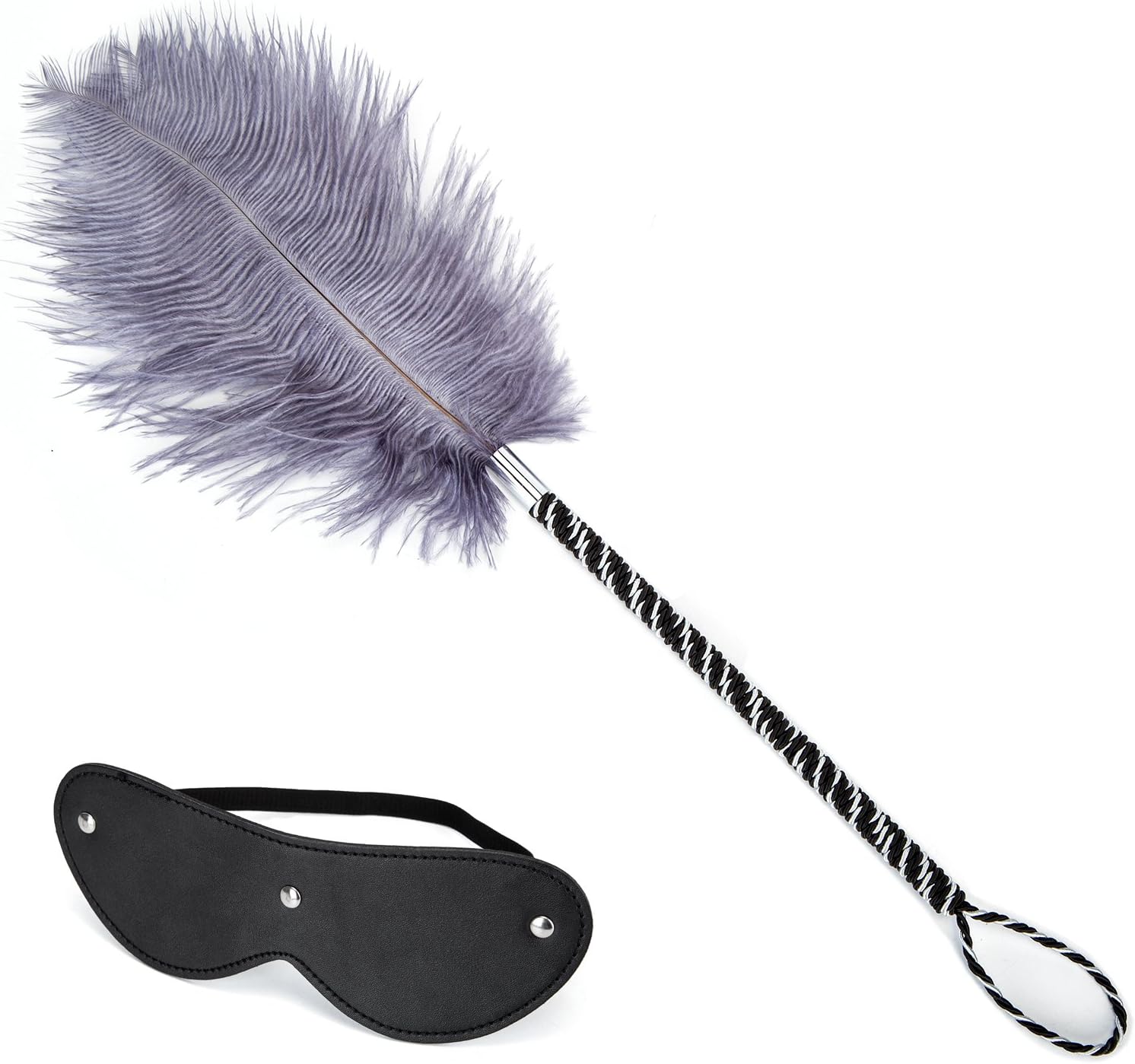 Toys Leather Blindfold Set feather teaser Tickler Feather For women men Pink, Balck, Adjustable