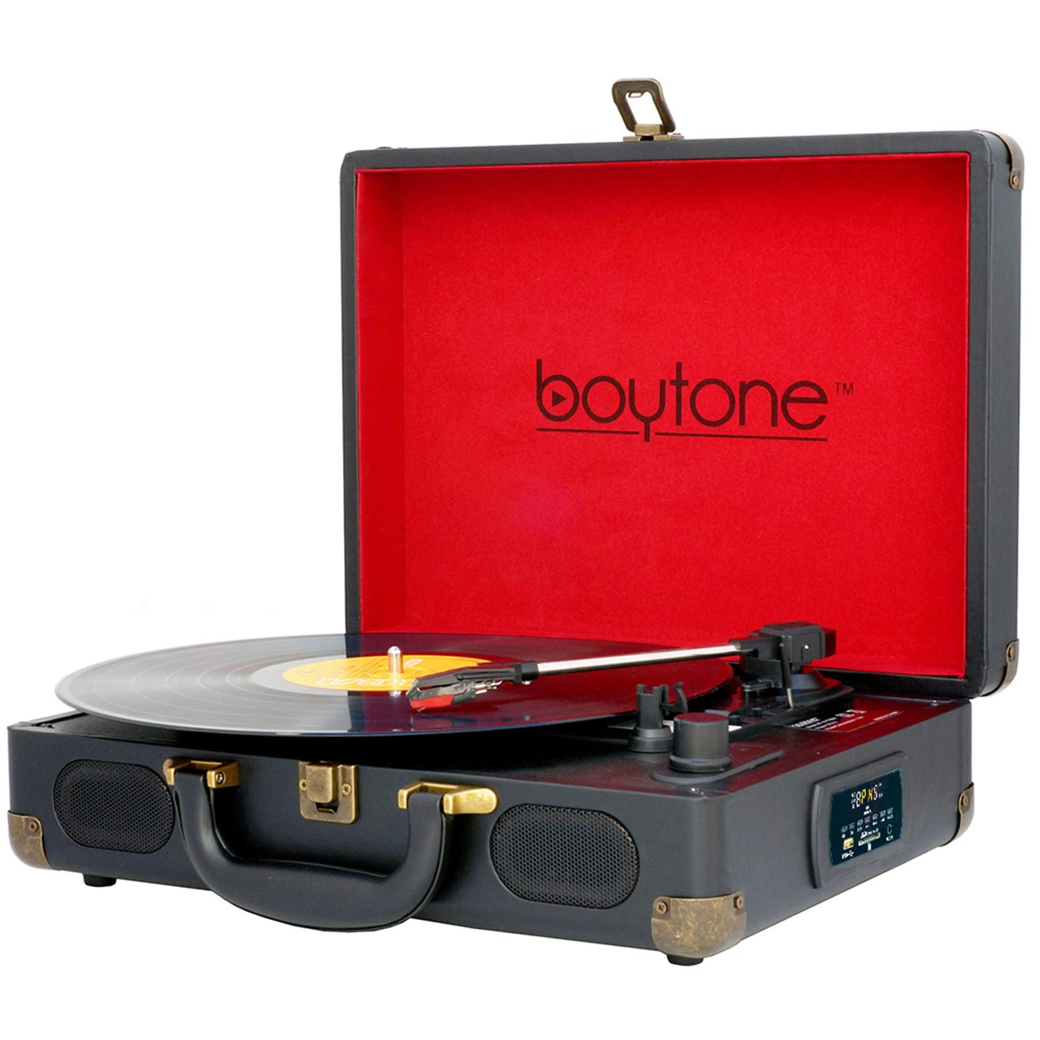 Image illustrating 3 speed control for 7, 10, and 12 inch records at 33, 45, and 78 RPM