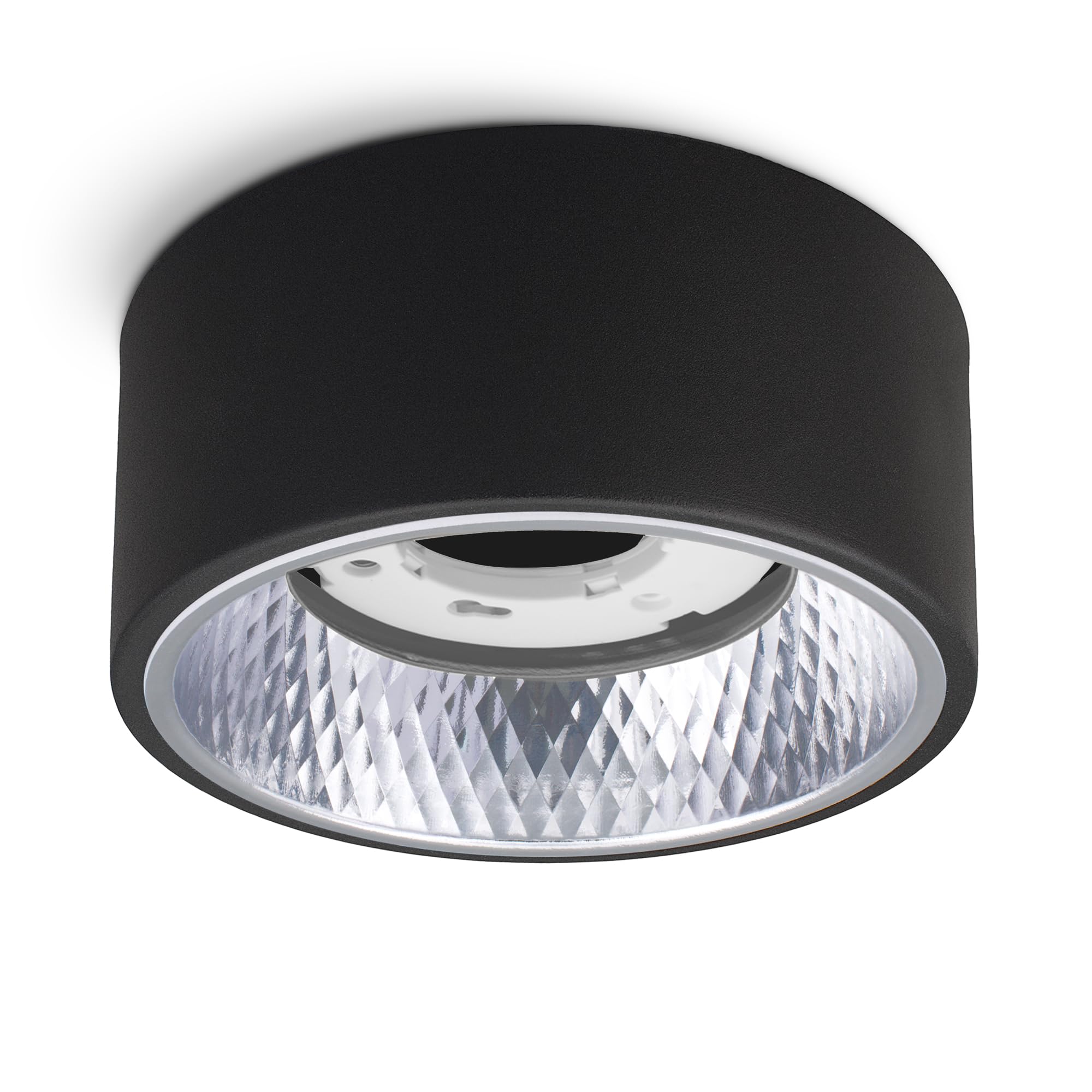 SSC-LUXon OLINO Aufbauspot 4x schwarz Wechselfront gold/silber für GX53 | Vier Aufputz-Spots schwarz mit wechselbarer Front in Gold & Silber - für Flur, Küche & Büro, für GX53 (ohne Leuchtmittel)
