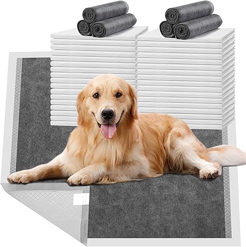 Almohadillas de carbón para orina de perro, extra grandes, 28" x 34" pulgadas, 30 unidades, almohadillas para orinal para perros con cinta adhesiva