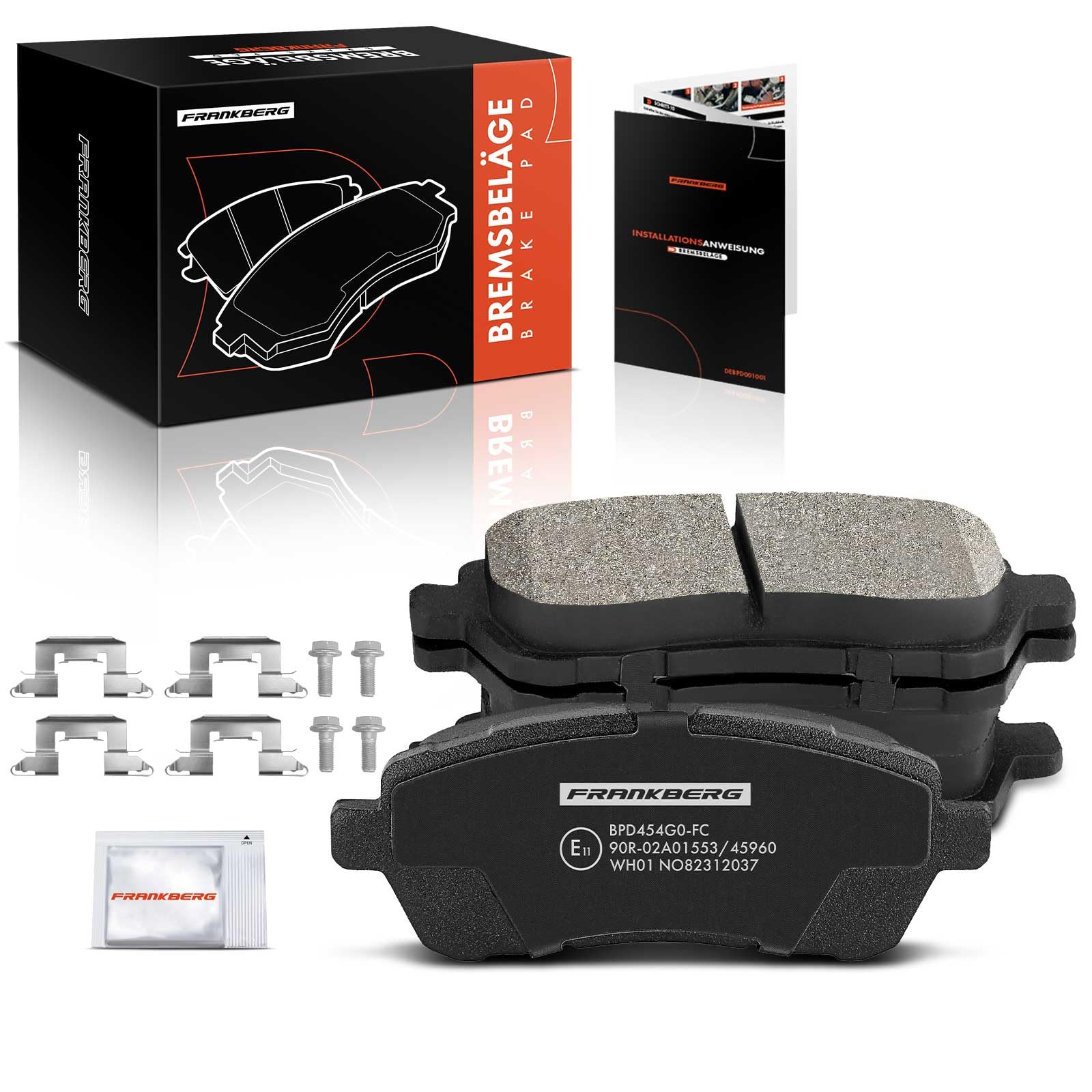 Frankberg Set di pastiglie dei freni incl. 4x Pastiglie dei Freni Anteriore Compatibile con Fiesta VI CB1 CCN Swift IV FZ NZ 2 DE DH Justy IV S.i.r.i.o.n M3 Replace# 04465B1320000